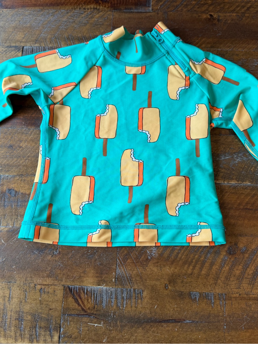 Hanna Andersson Teal Swim Rashguard with Popsicle Print
